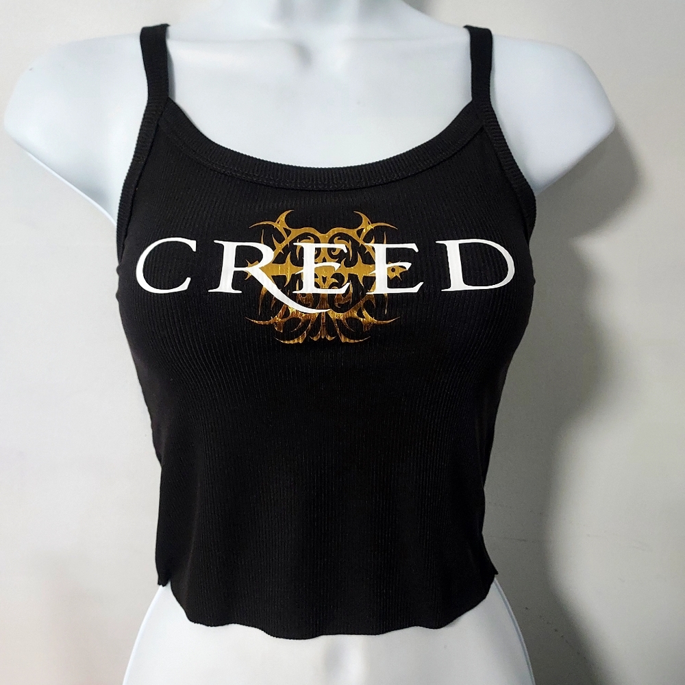 Creed band crop top Creed tank top Creed shirt fitted gold metallic vinyl
